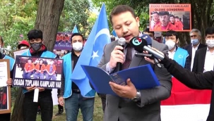 DOĞU TÜRKİSTANLILARDAN İSTANBUL'DAKİ ENDONEZYA BAŞKONSOLOSLUĞU ÖNÜNDE EYLEM 