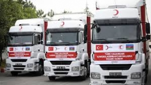 TÜRK KIZILAY'IN AZERBAYCAN İÇİN 4 TIR'LIK YARDIM KONVOYU YOLA ÇIKTI 