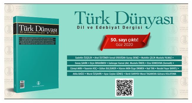 Türk Dünyası Dil ve Edebiyat Dergisi'nin 50. Sayısı (Güz 2020) Yayımlandı. 