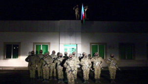 AZERBAYCAN BAYRAĞI LAÇIN KENT MERKEZİNDE DALGALANIYOR 