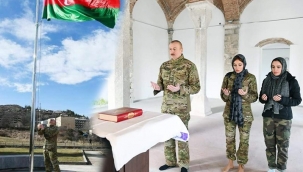 Cumhurbaşkanı Aliyev, Ermeni işgalinden kurtarılan Şuşa'da: Üzeyir Hacıbeyli'nin büstünü açtı 