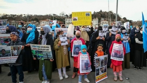 Uygur Türklerinin, Çin Konsolosluğu önündeki eylemleri sürüyor 