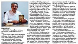 YAZAR NACİ YENGİN'İN "YUNUS EMRE'NİN İZİNDE" KİTABI VATAN GAZETESİNDE