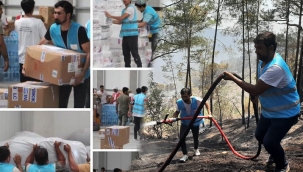 Doğu Türkistanlılar, Antalya'da yangınla mücadeleye destek oluyor 