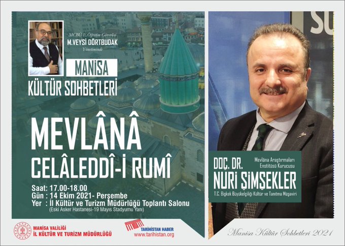 Manisa Kültür Sohbetlerinde "Mevlana Celaleddin-i Rumi" anlatılacak.